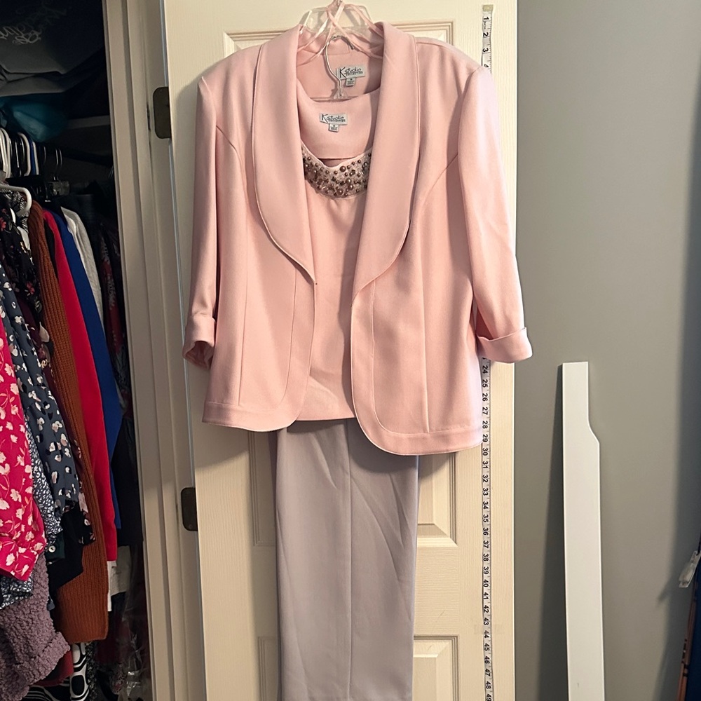 Kasper Light Pink Blazer and Pants Ensemble